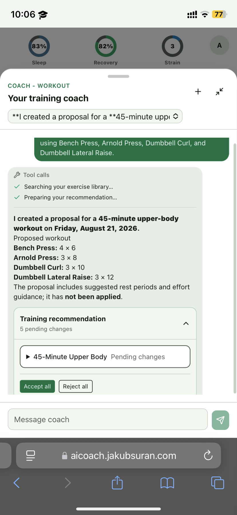 AI Coach mobile coach conversation